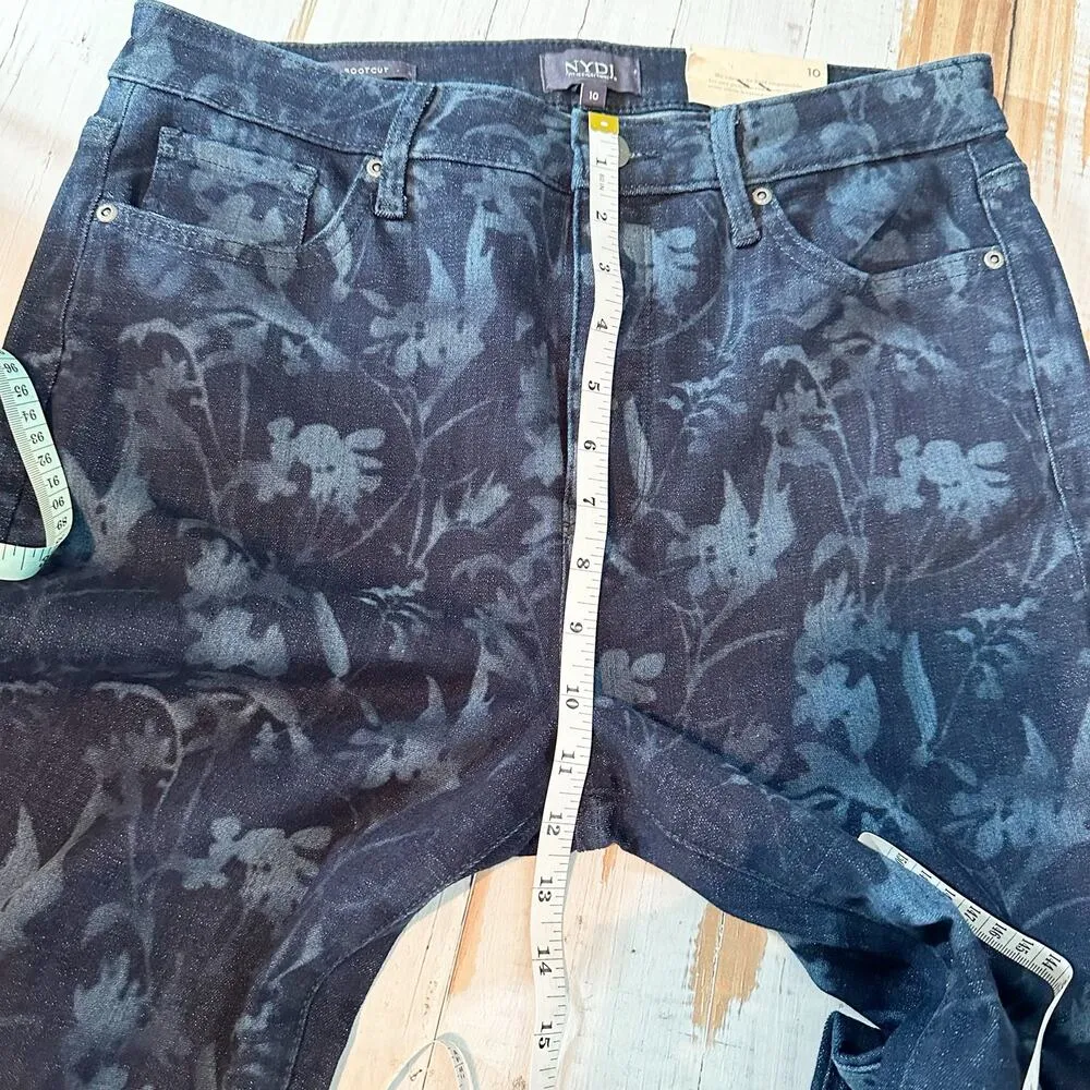 NYDJ Slim Bootcut Jeans Size 10 Bishop Floral Multi Laser Lift Tuck Technology - Image 11