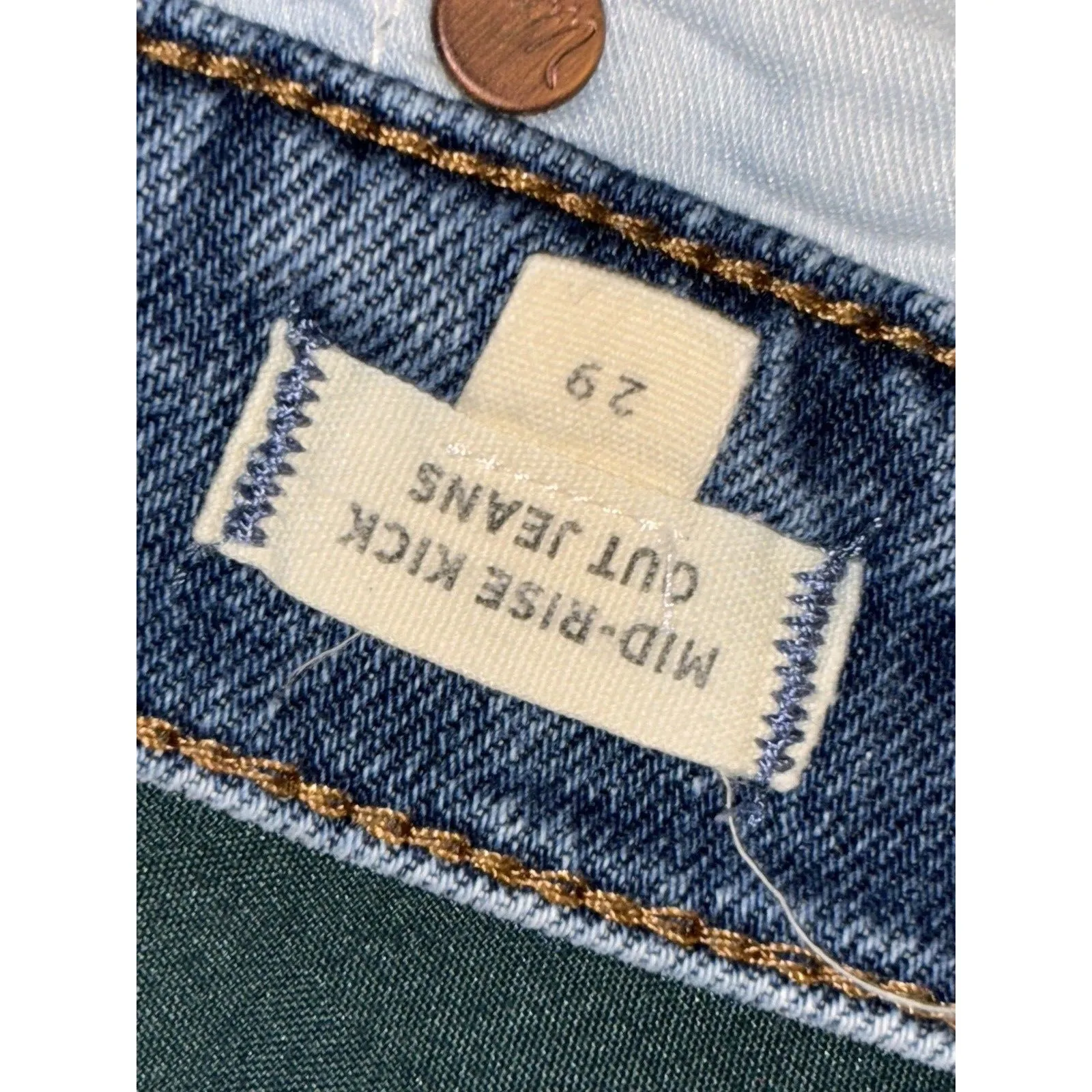 Madewell Jeans Women Kick Out Raw Hem Med Wash Faded  low Rise 29” - Image 7