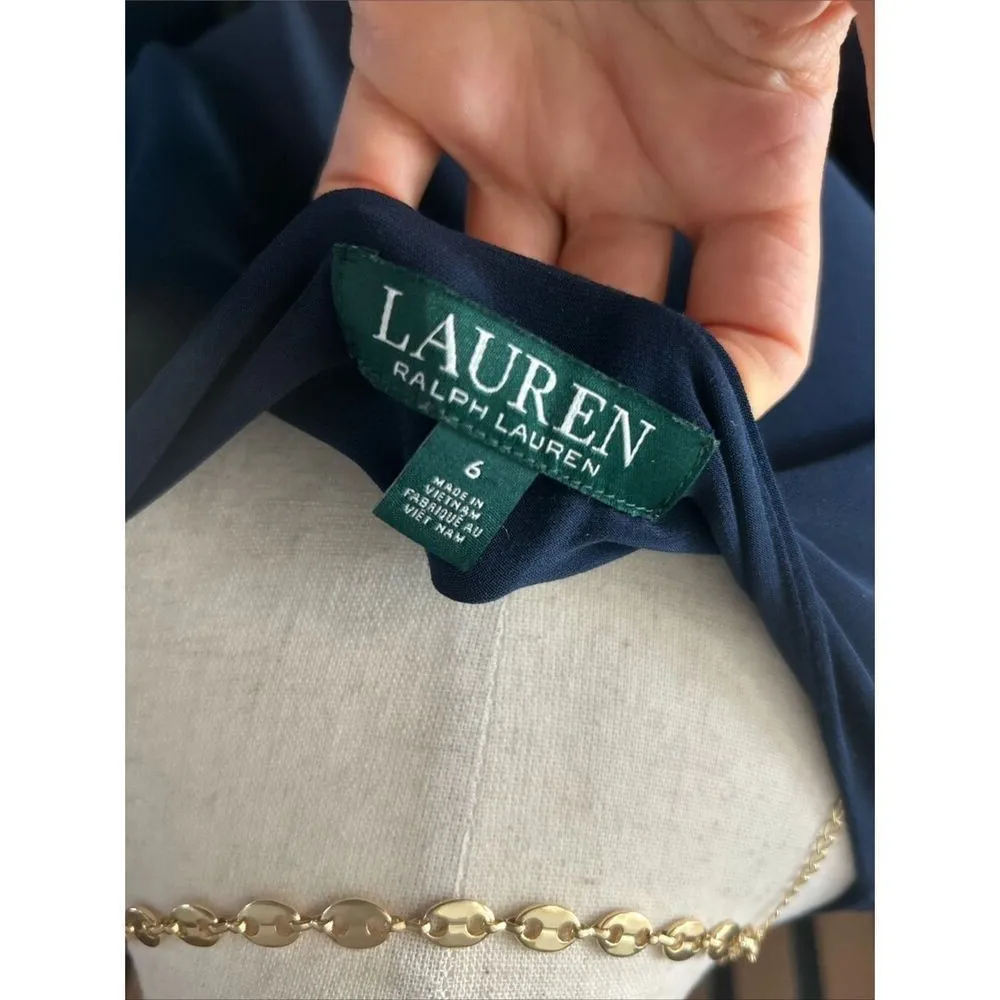 Lauren Ralph Lauren  Dress Deep Sapphire Blue Faux Wrap Women’s Size 6 - Image 5