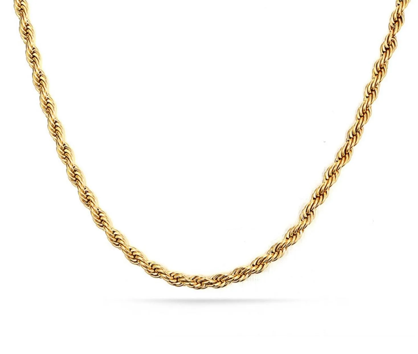 3mm Rope Chain Necklace Gold - Image 2