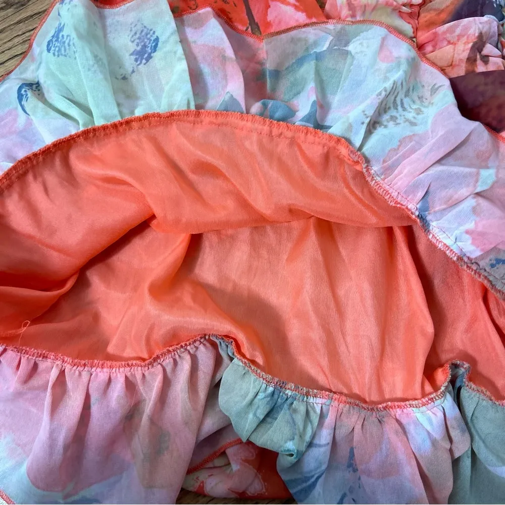 PRETTY LITTLE THING Orange Floral Print Corset Frill Hem Bodycon Dress NWTSize 6 - Image 13