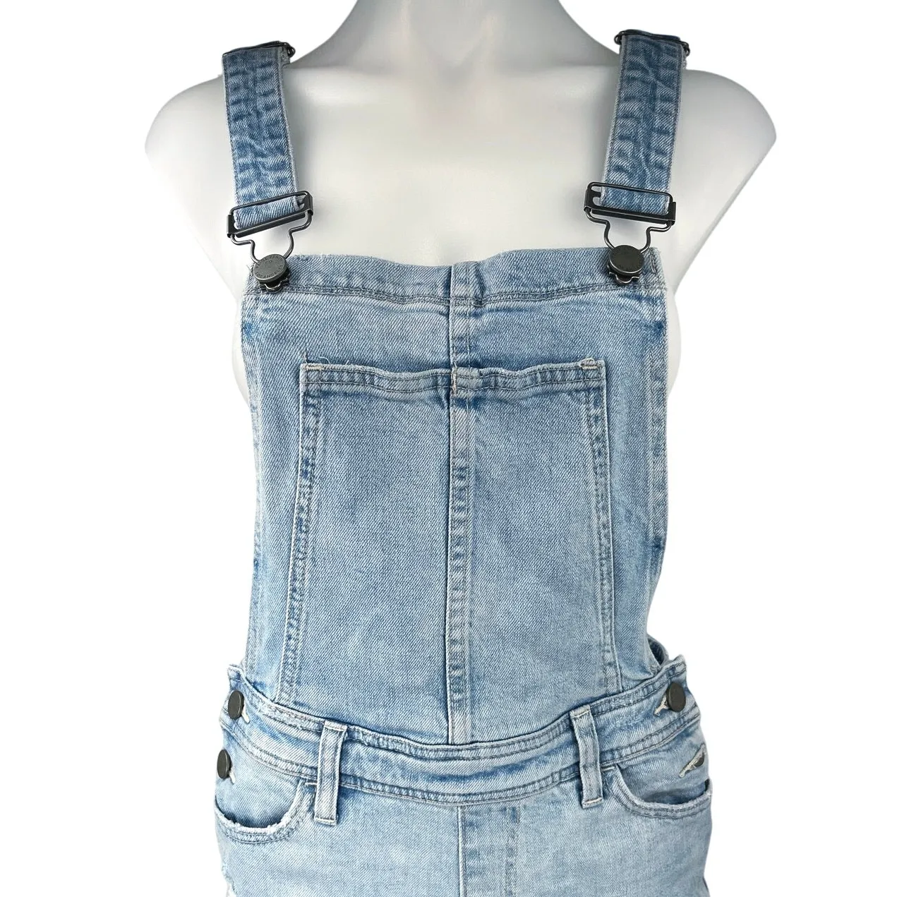 Paige Blue Sierra Denim Distressed Crop Frayed Jeans Romper Jumpsuit Overalls 24 - Image 6