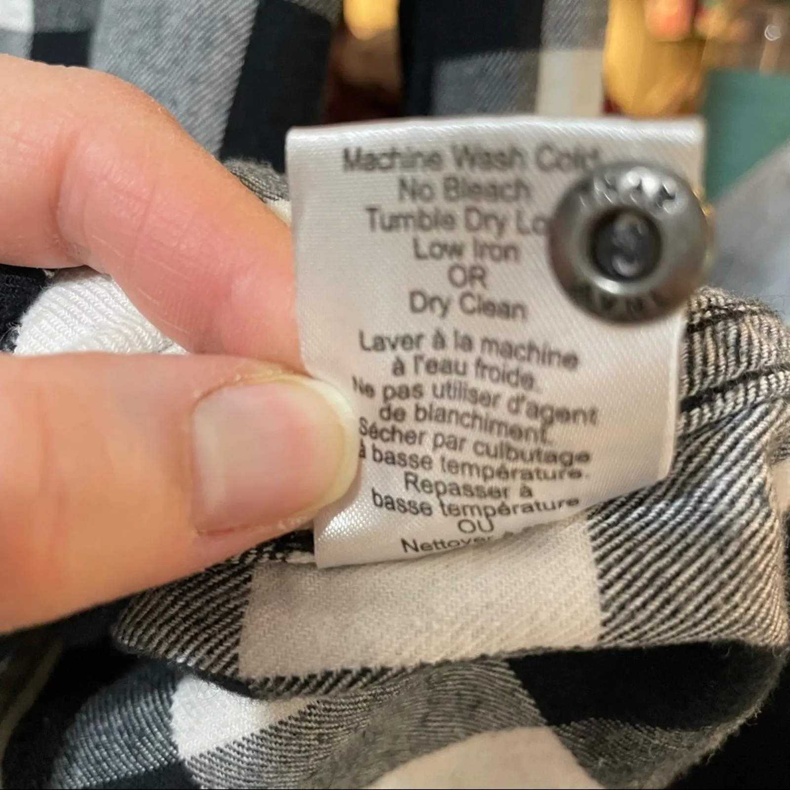 TNA Black & White Checkered Plaid Button Down Shirt M Size M - Image 6