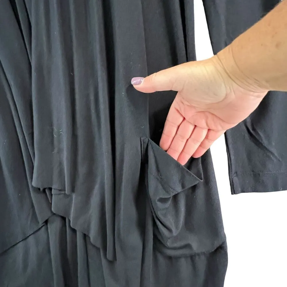 Anthropologie People Like Frank Cardigan Womens M Black Jersey Knit Open Stretch - Image 3