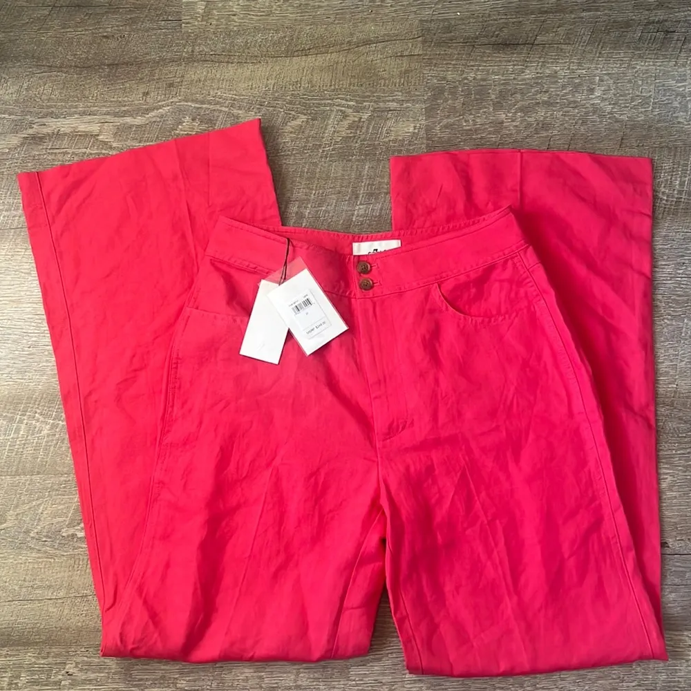 NWT 7ForAllManKind MODERN DOJO LINEN TROUSER IN GERANIUM Size 27 - Image 2
