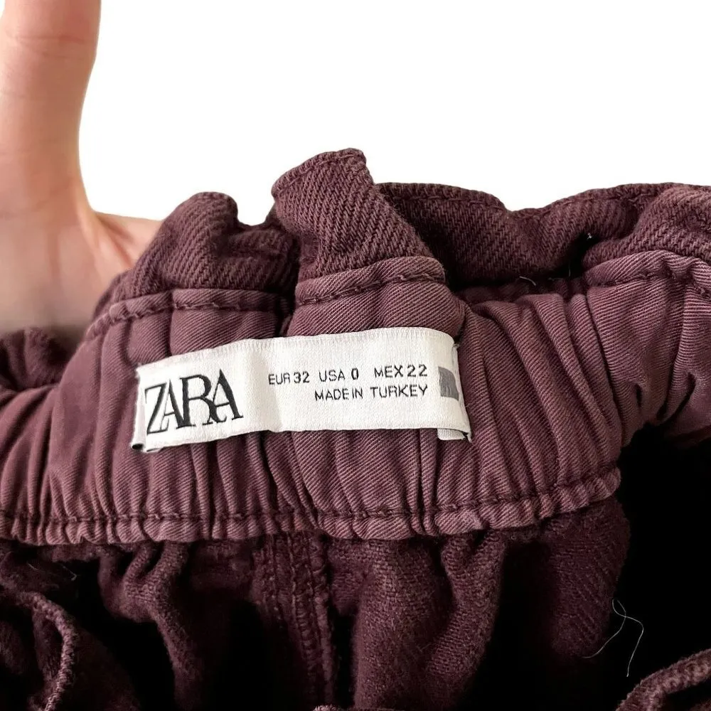 Zara plum purple mom jeans classic cinched waist comfortable cotton pants trendy - Image 5