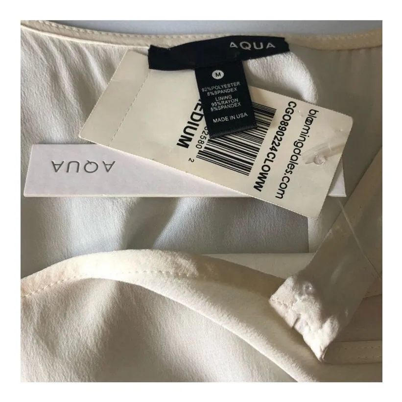 AQUA NWT Sequin Skirt Party Cocktail Dress Cream/White Size M | Festive Holiday - Image 7