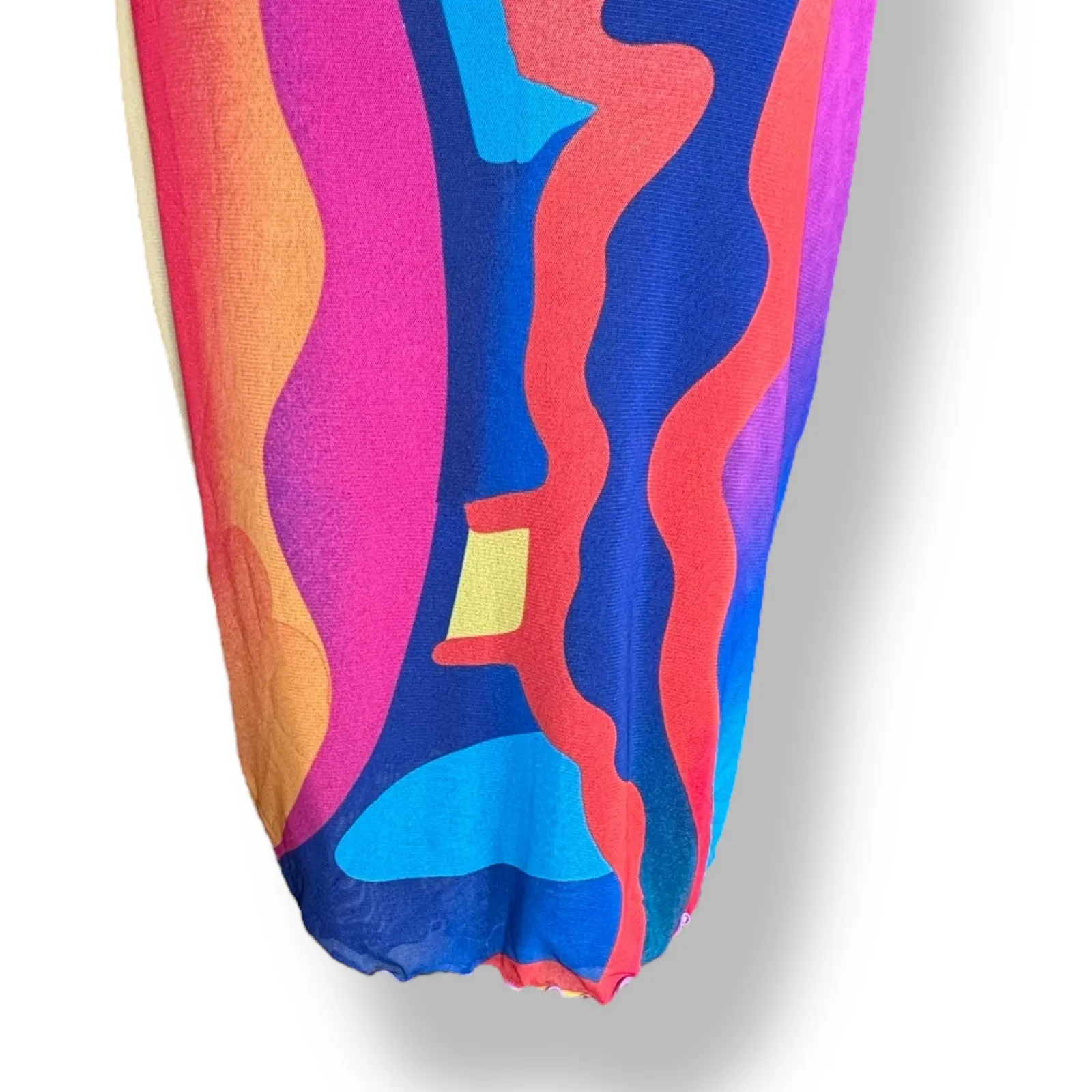 Expired Girl X Heeyajenny Abstract Mesh Midi Slip Dress Colorblock Medium New Blue - Image 9