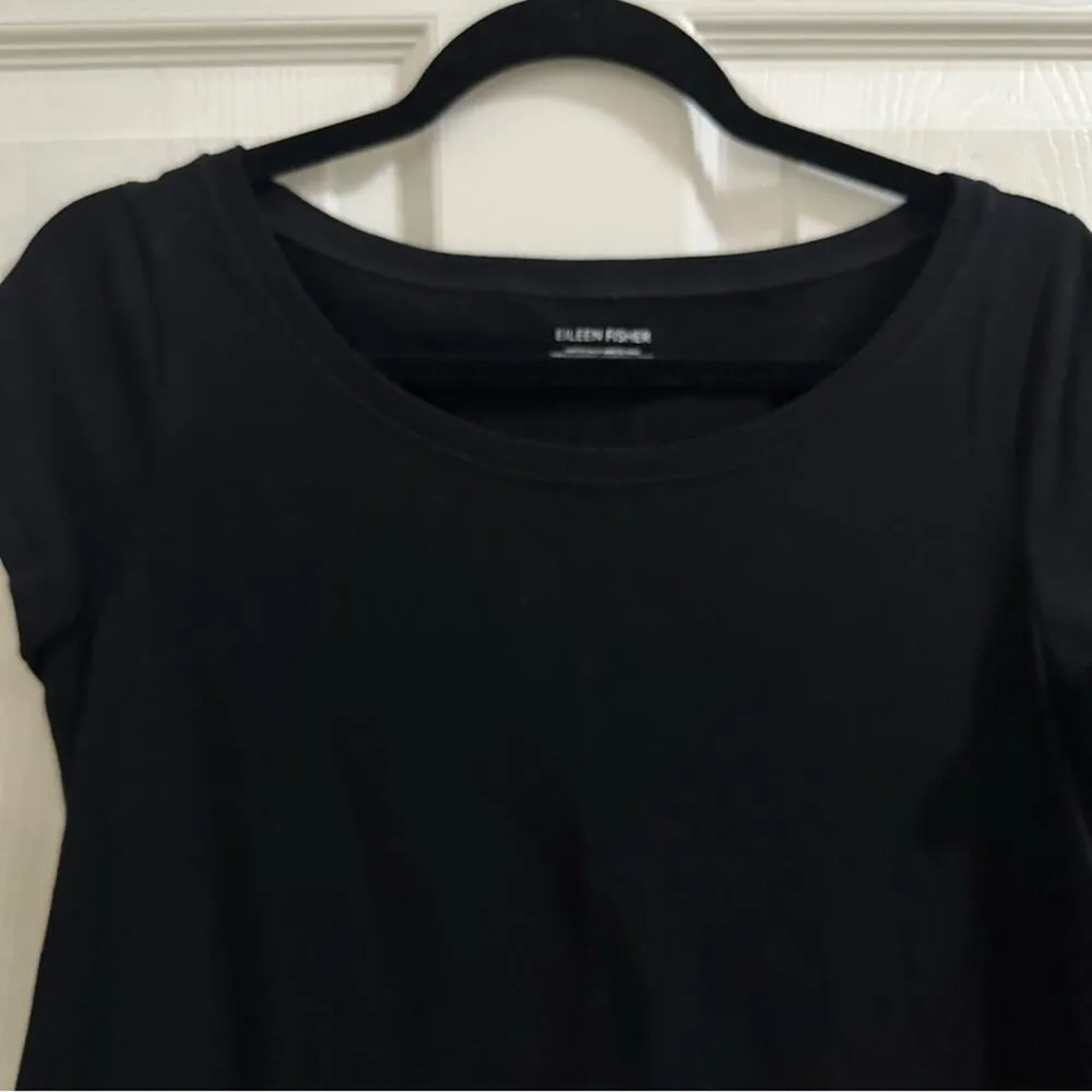 EILEEN FISHER Cotton Short Sleeve Scoop Neck  T-Shirt Dress Black Women’s sz S - Image 5