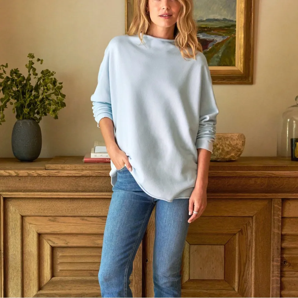 Frank & Eileen $228 Effie Baby Blue Funnel Neck Capelet Triple Fleece Sweater - Image 7
