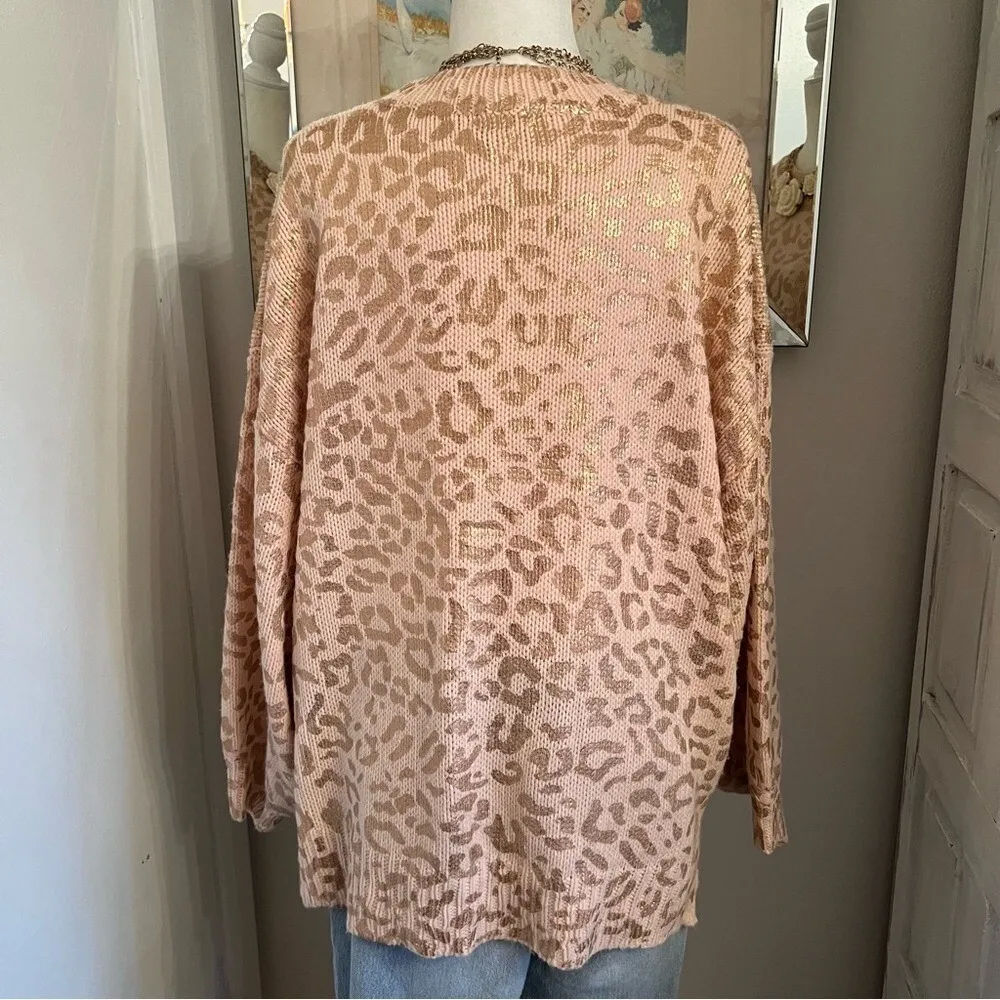 Andthewhy Rose Gold Metallic Cheetah Print Sweater Oversized Chic 1X - Image 9