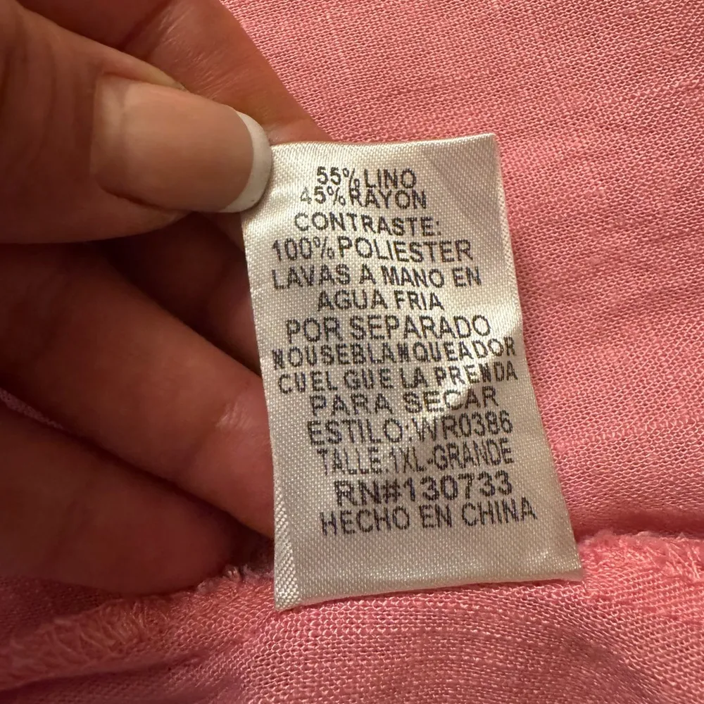 Umgee Blouse Womens 1XL Short Sleeve Pink Frayed Ruffled Cheetah Top Boho.   C42 - Image 12