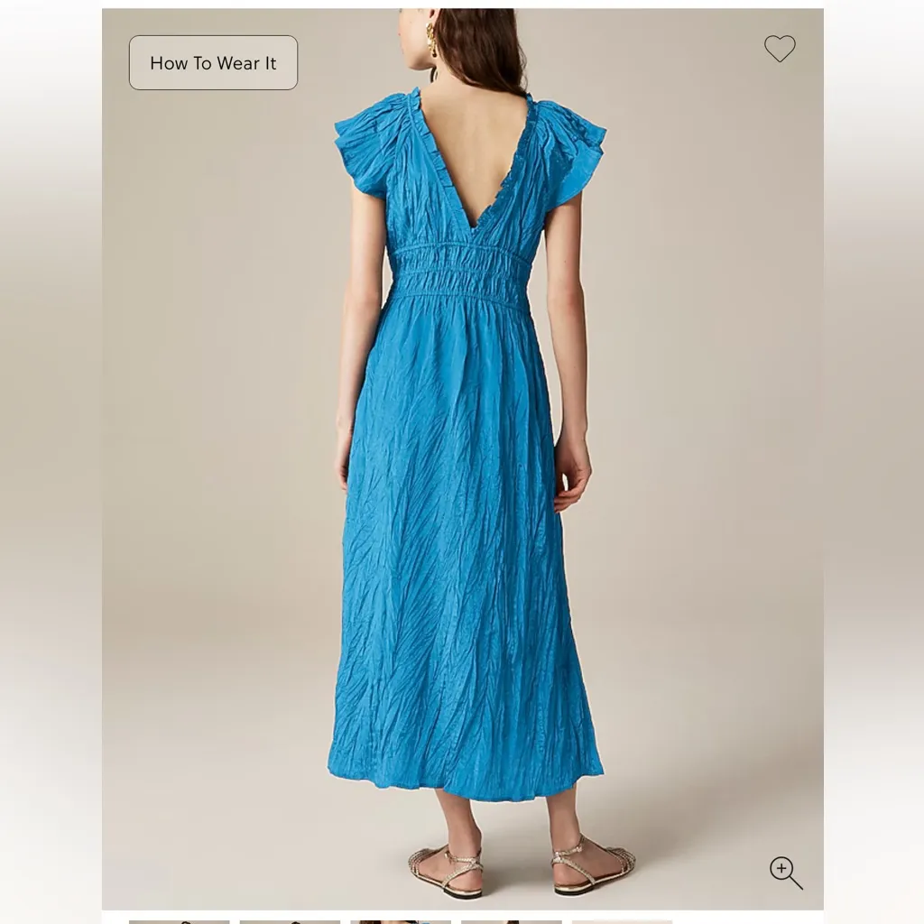 J.Crew Palermo dress in viscose-blend crinkle Nordic Sea - Image 3