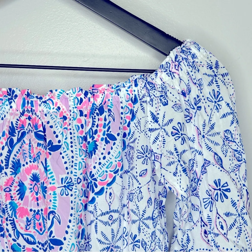Lilly Pulitzer Resort White Time To Shine Nevie Off The Shoulder Top Size S - Image 6