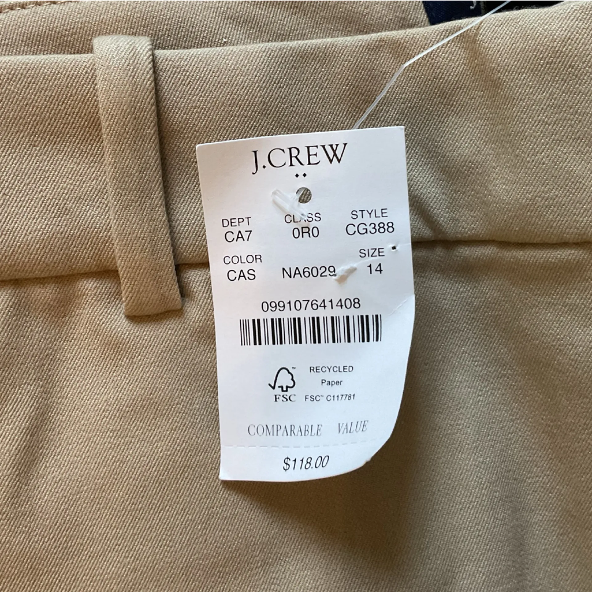 NWT J. Crew Khaki wide leg Chino Pant Sz 14 mark on leg needs wash - Image 7