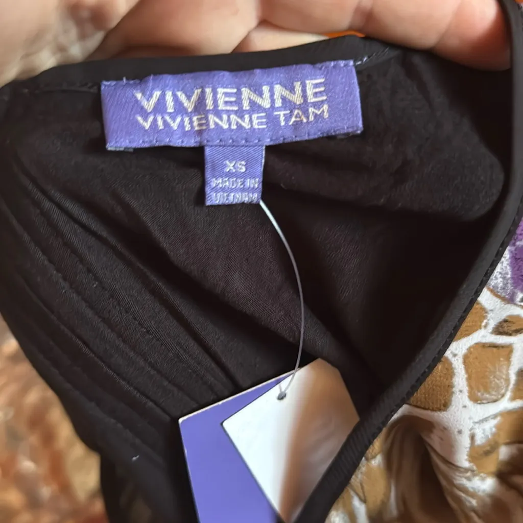 Vivienne Tam Womens Size XS Multi Abstract Asymmetrical Sleeveless Blouse - Image 4