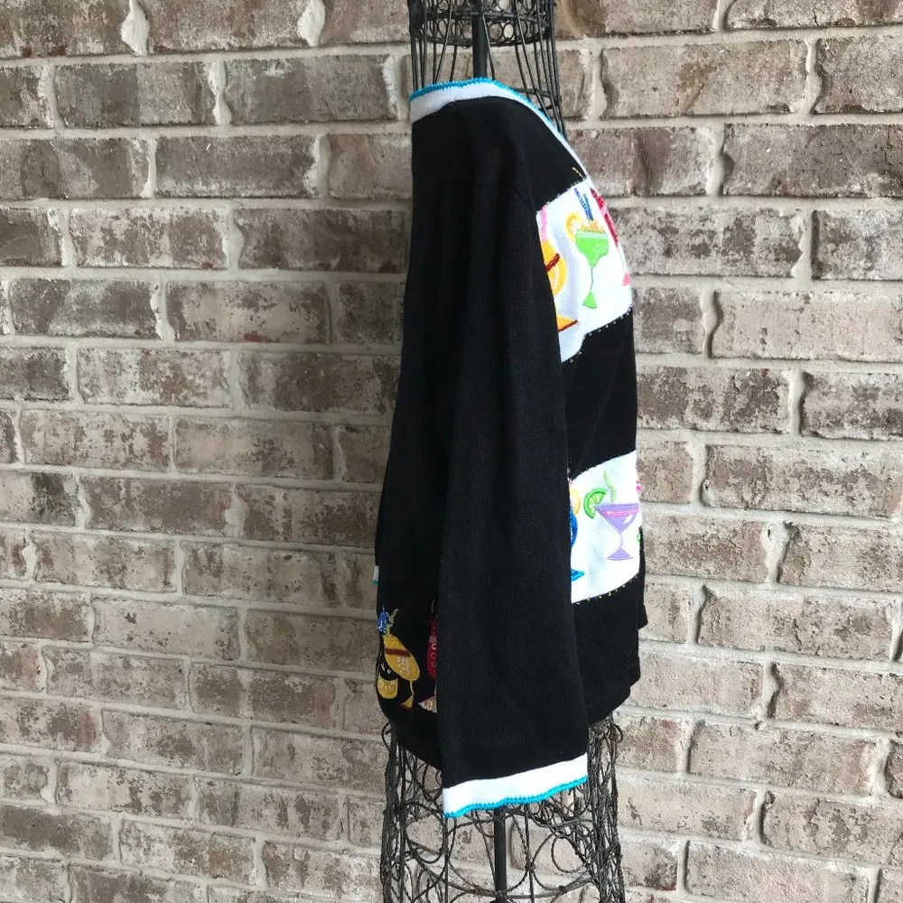 Jack B Quick Cocktails Cardigan Petite Medium VTG Black Size undefined - Image 12