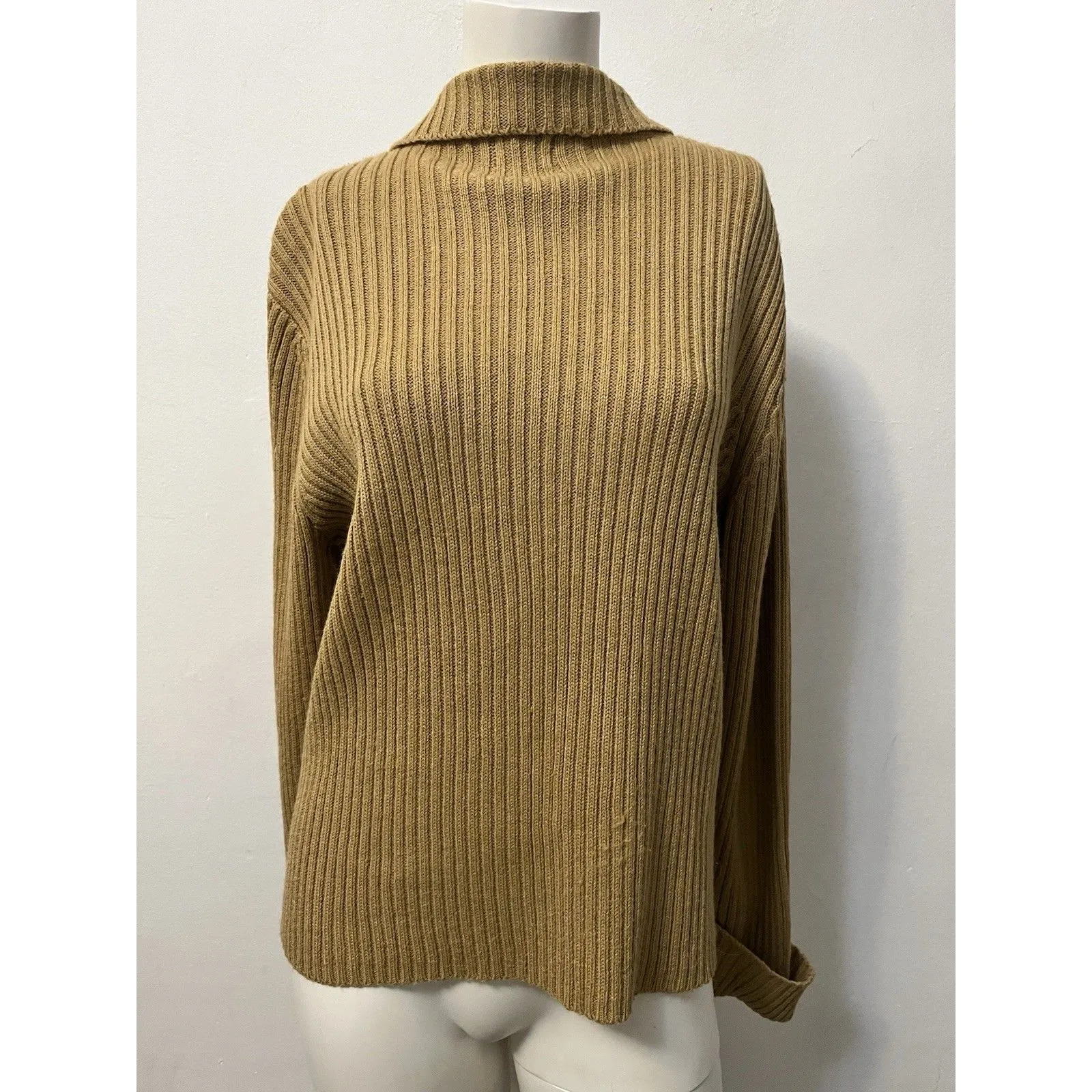 Vintage 90s Leather Patchwork Sweater M Full Zip Brown Boho Western Rustic Ranch - Image 2