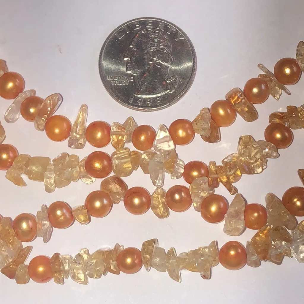 Ross Simons Gold Citrine Genuine Freshwater Pearls Beaded Torsade Necklace - Image 4