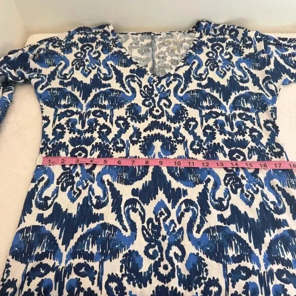 Lilly Pulitzer Womens Blue White Beach Bathers Flamingo Cori Dress Size Xs - Image 9