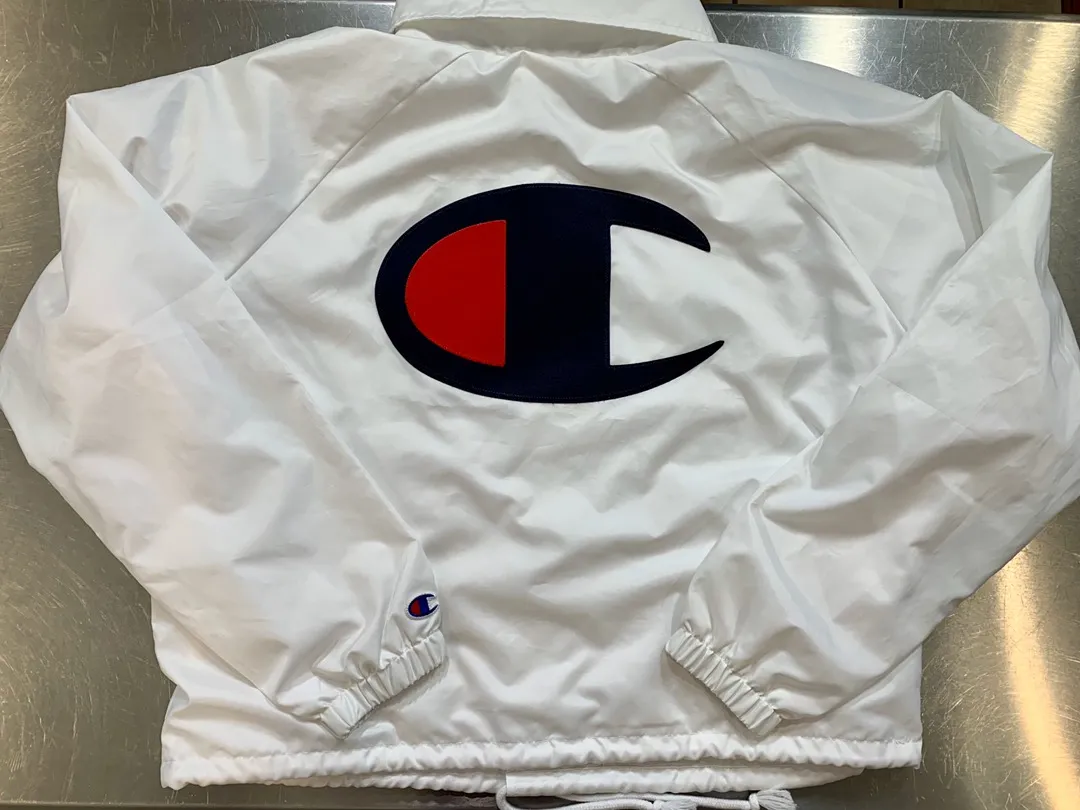 Champion White Crop Coaches Jacket - Image 3
