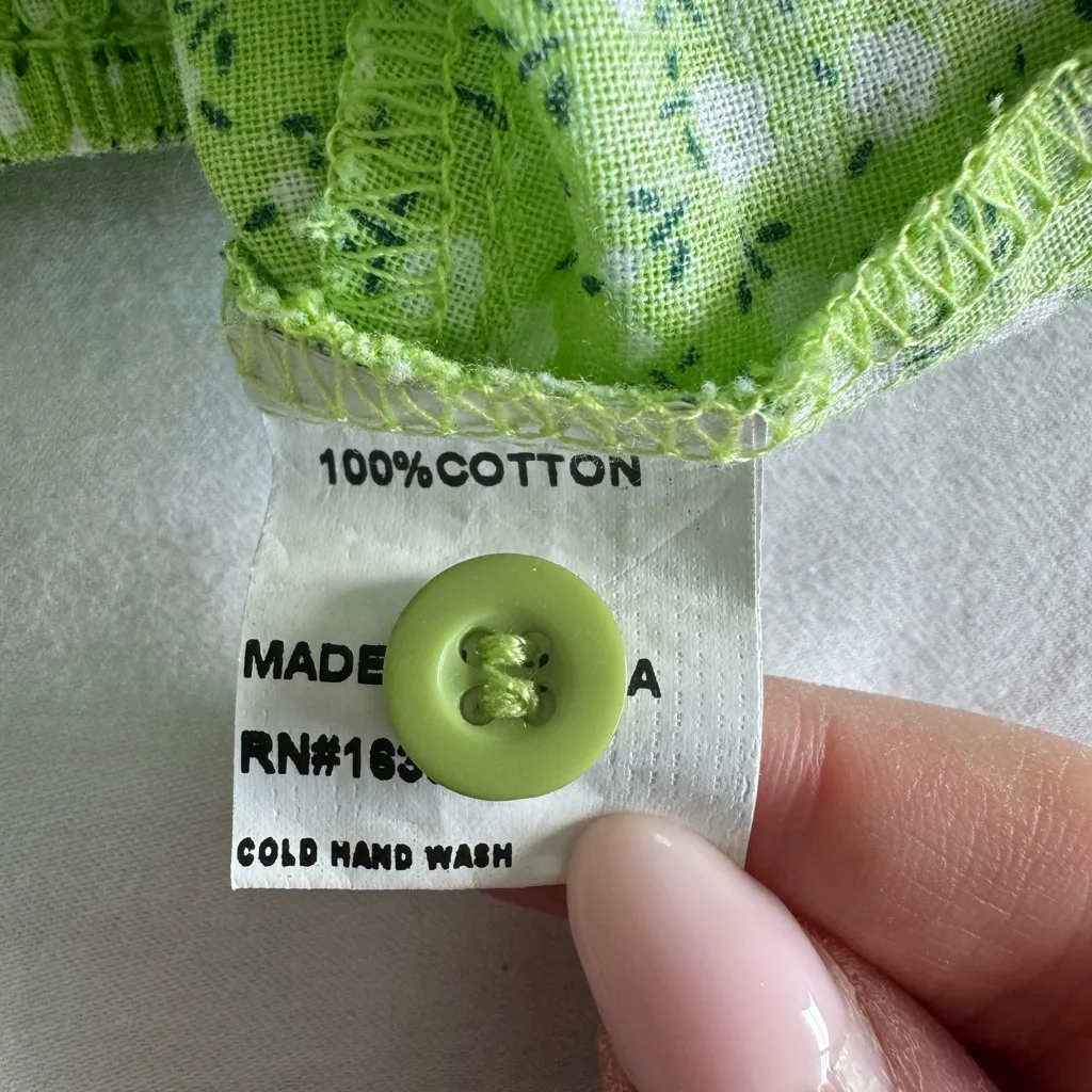 Princess Polly Laguna Floral Crop Top 4 Puff Sleeve Green White Dainty Milkmaid - Image 6