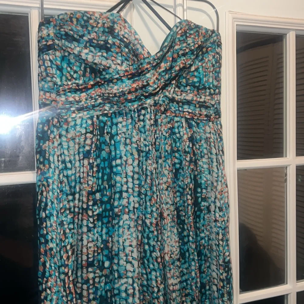 LAUNDRY by Shelli Segal Silk Maxi Gown Bermuda Blue Abstract Print Sz 0 NWOT - Image 5