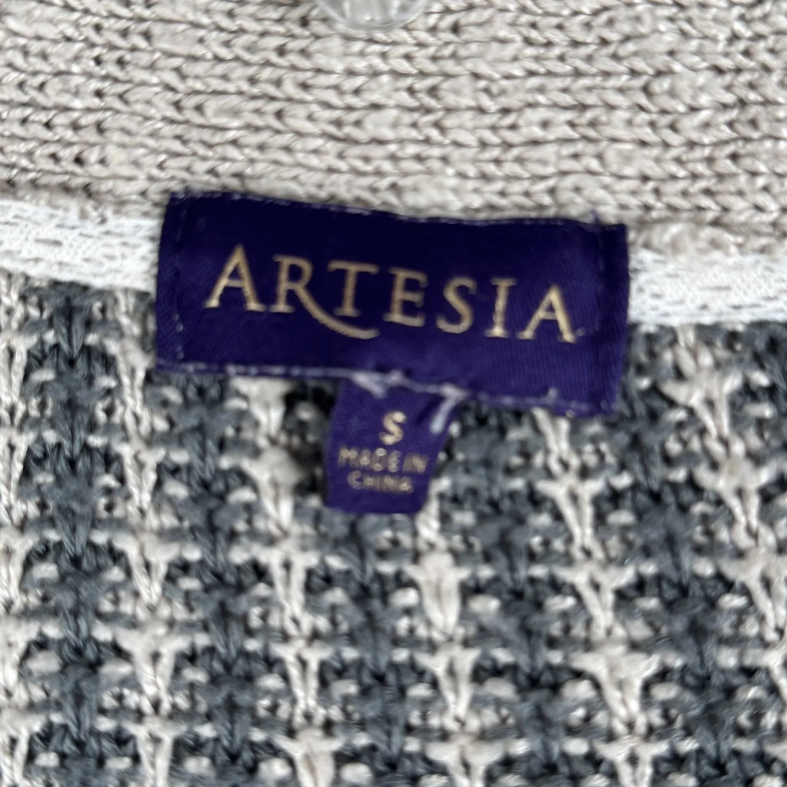 Artesia Cardigan Sweater Womens Small Beige Gray Striped Knit Open Front Neutral Tan - Image 6