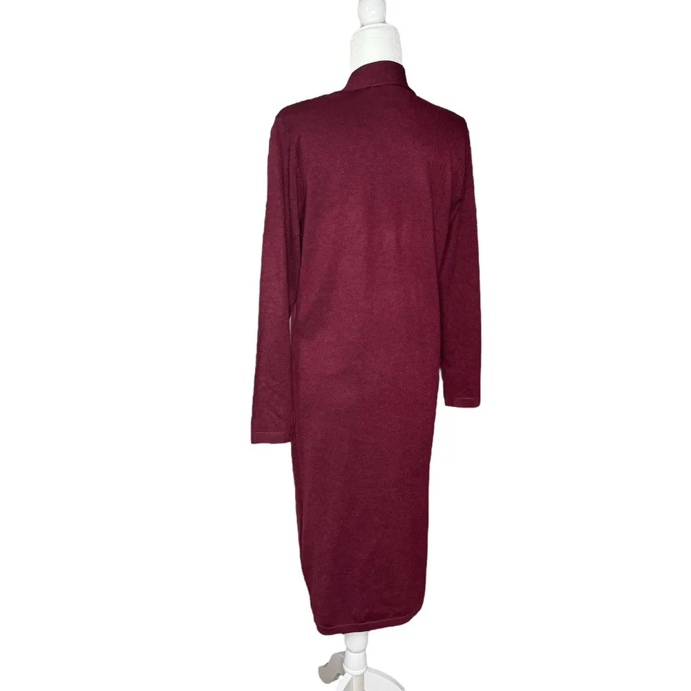 Magaschoni Cardigan M Stretch Knit Open Front Long Line Sweater Jacket Pockets - Image 6