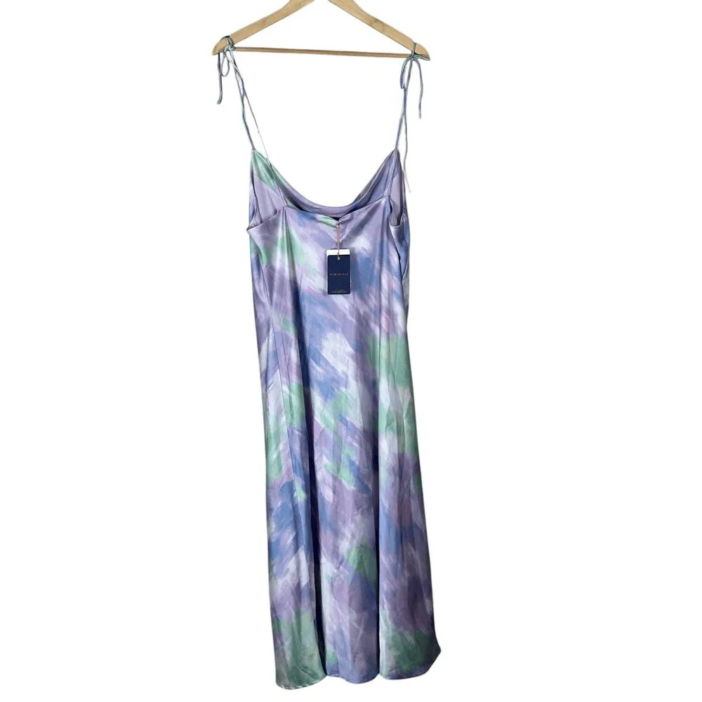 NWT Skies Are Blue Slip Maxi Dress Womens XL Multicolor Satin Sleeveless Tie Dye - Image 4