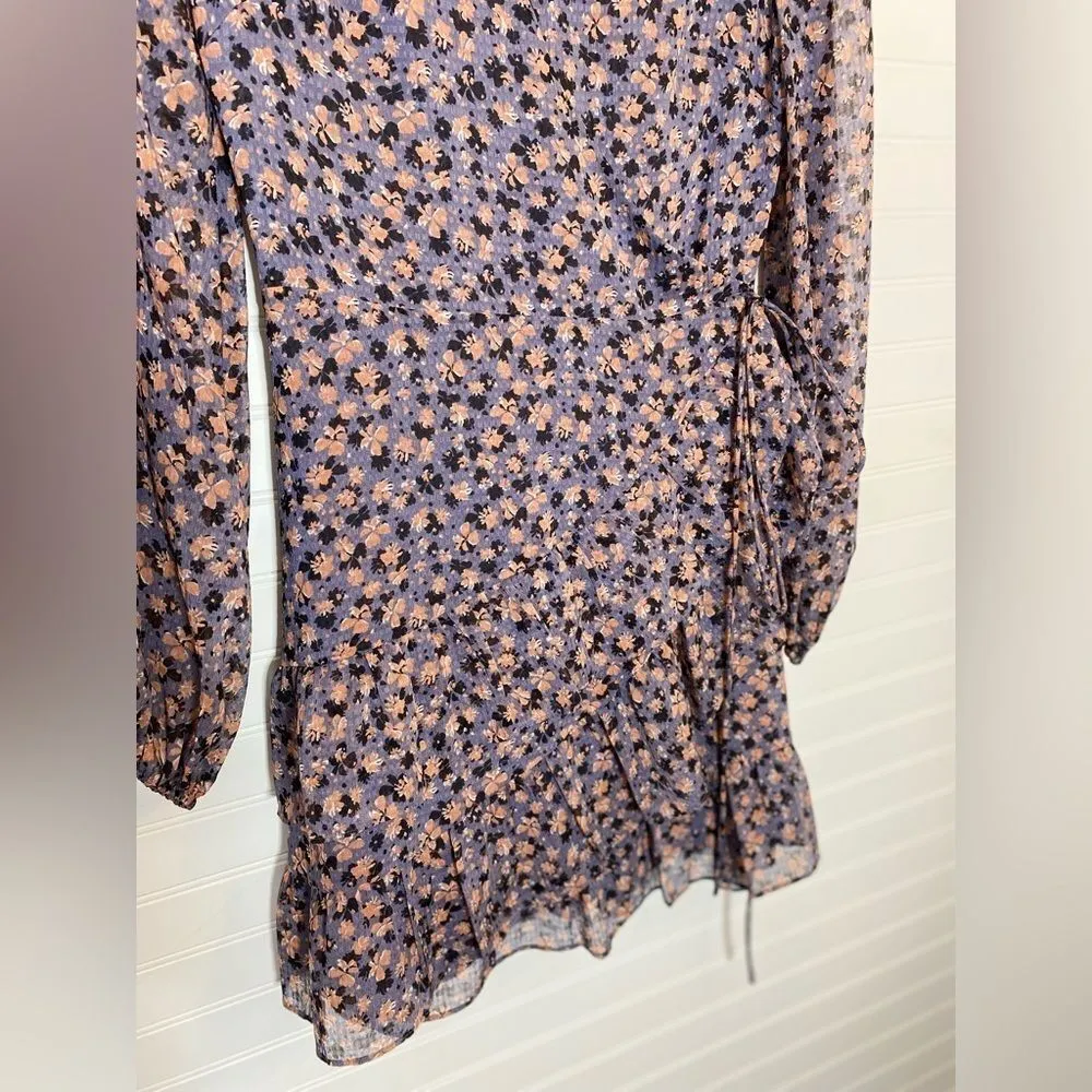 1. State Purple Multicolor Floral Long Sleeve Wrap Dress - Image 2