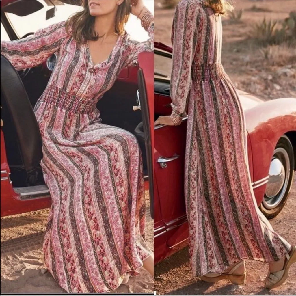 Soft Surroundings Esperanza Floral Print Maxi Dress Size Small - Image 5