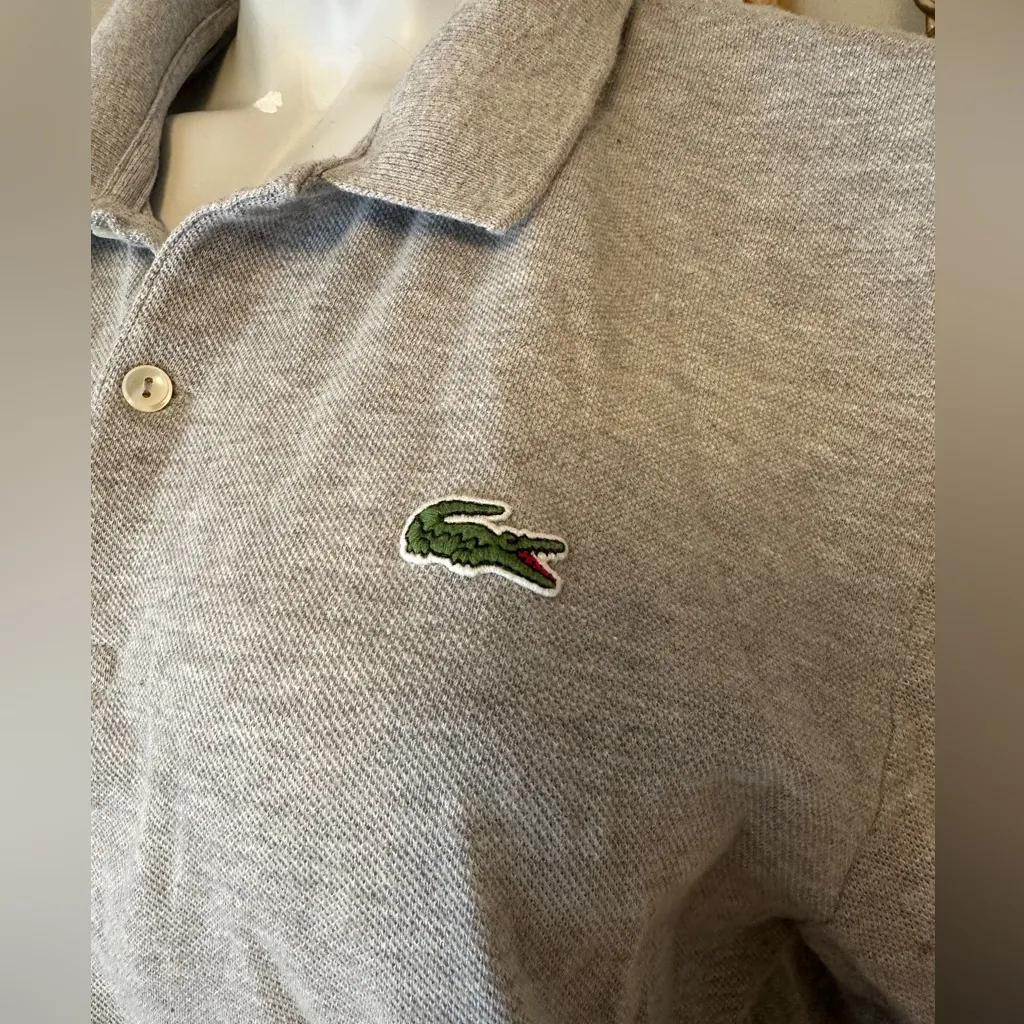 Lacoste Live Marled Grey Polo Alligator Shirt Size 8=Medium Gray - Image 6