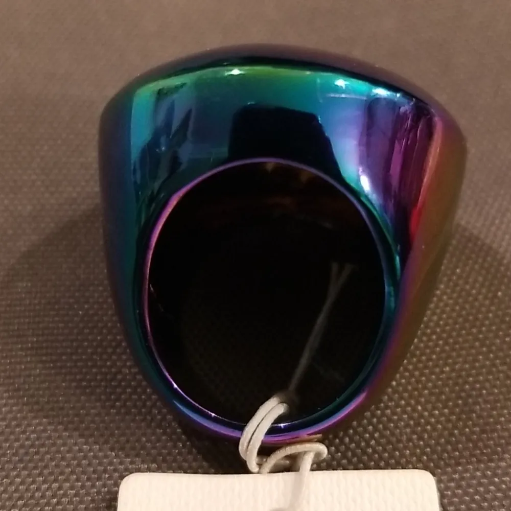 💕TRINA TURK💕 Coated Hematite Dome Ring Iridescent Rainbow NWT - Image 13