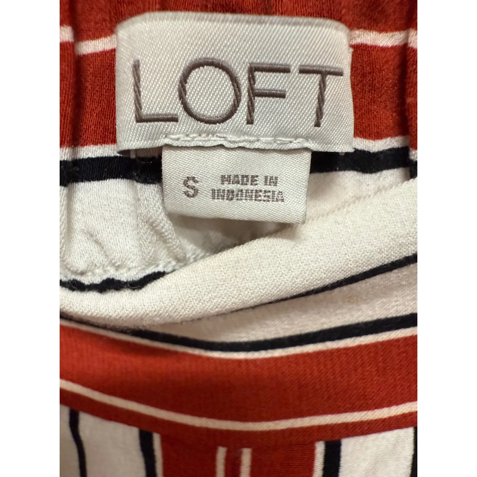 LOFT Women's Striped Culottes Wide Legs Crop Pants Size Small Elastic Waistband - Image 6