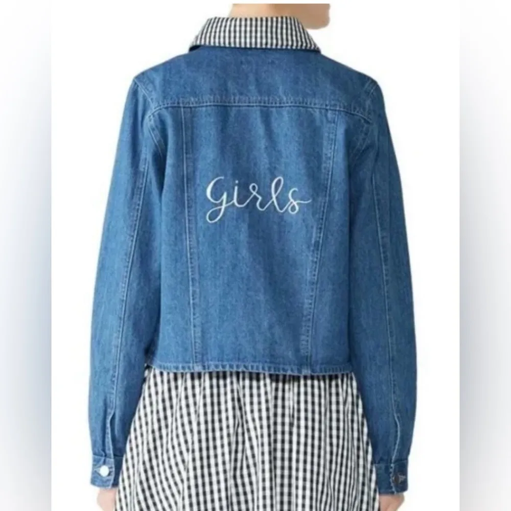 Samantha Sipos Gingham Collar Embroidered "Girls"
Denim Jacket Size Medi… Blue Size M - Image 3