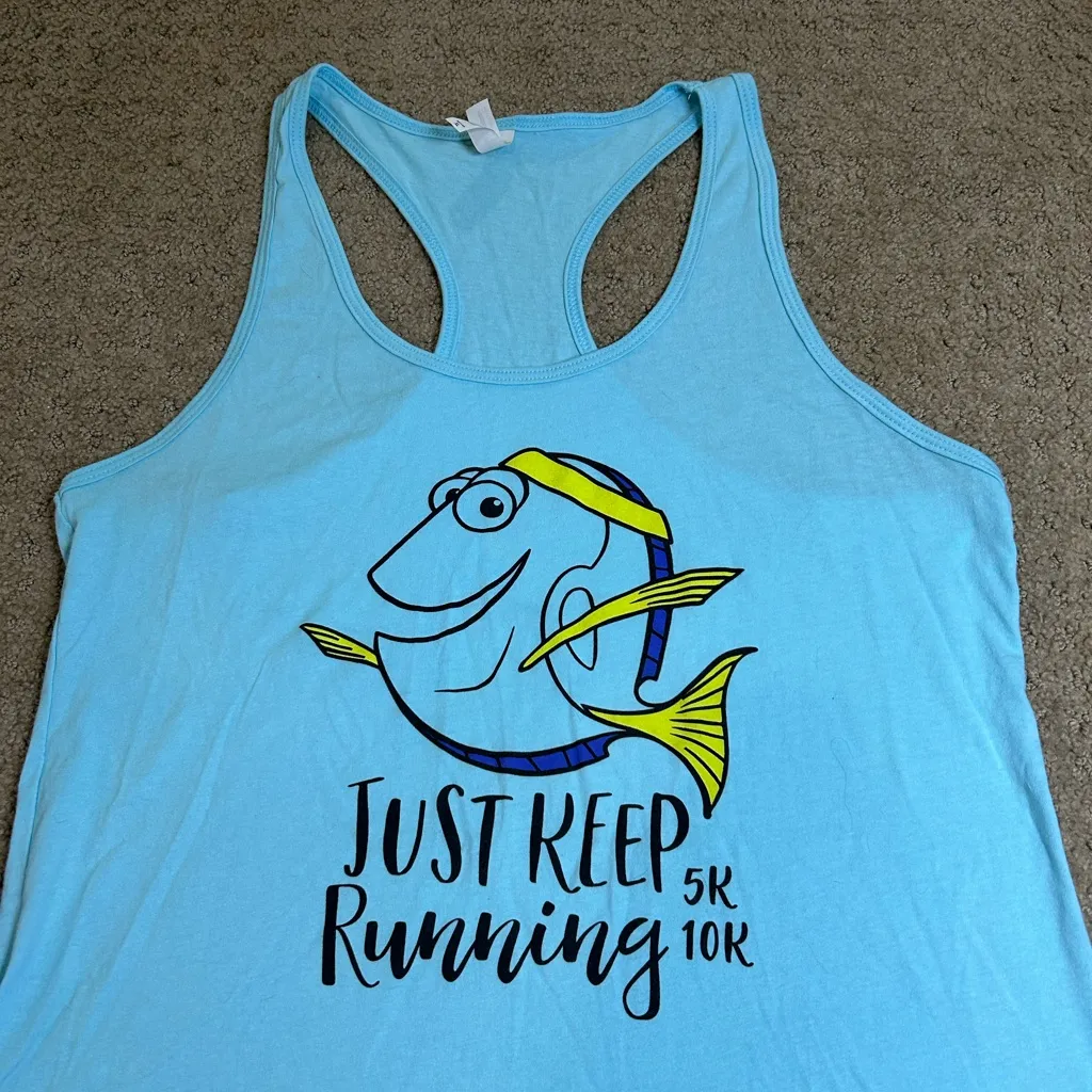 Ideal T By Next Level Womens XL Dory Just Keep Running 5K 10K Racerback Tank Top Blue - Image 2
