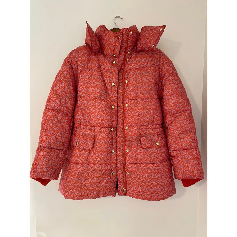 J Crew New Chateau Puffer Coat In Liberty Toutouayette Fabric Winter Pink Red S - Image 7