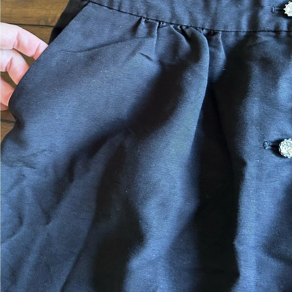 Talbots Black Cotton Rayon Lined Rhinestone Button A Line Skirt Size 10 - Image 8