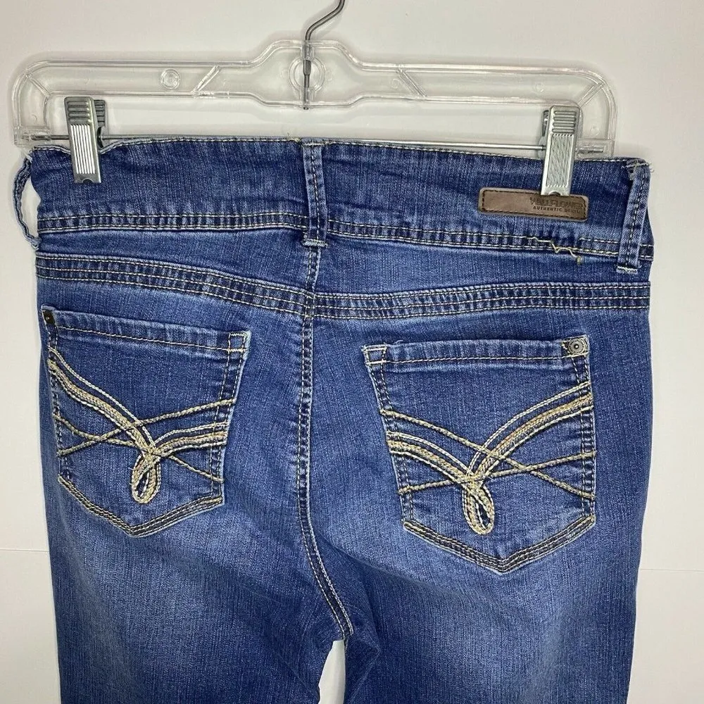 Wallflower Jeans Flared Leg Mid-Rise Embroidered Pockets Juniors Sz 7 W29/L29 - Image 6