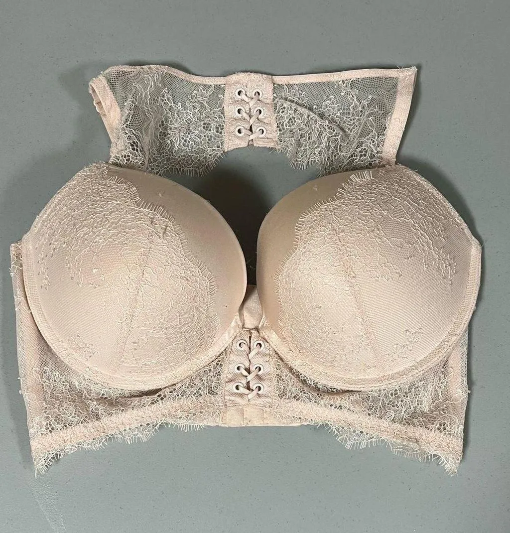 Victoria's Secret Beige Tan Lace Cut-Out Bra Bustier Corset Lingerie Size 36D ✨ - Image 2