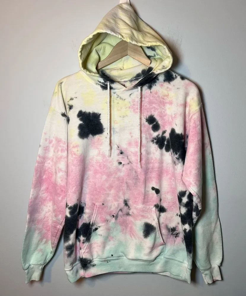 Artist Union Clothing Co. Tie Dye Hoodie Size M Pink Yellow Sweatshirt Pullover Size M - Image 1