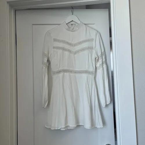 Jack by BB‎ Dakota White Mock Neck Lace Mini Dress A-Line Party Cocktail - 6 - Image 2