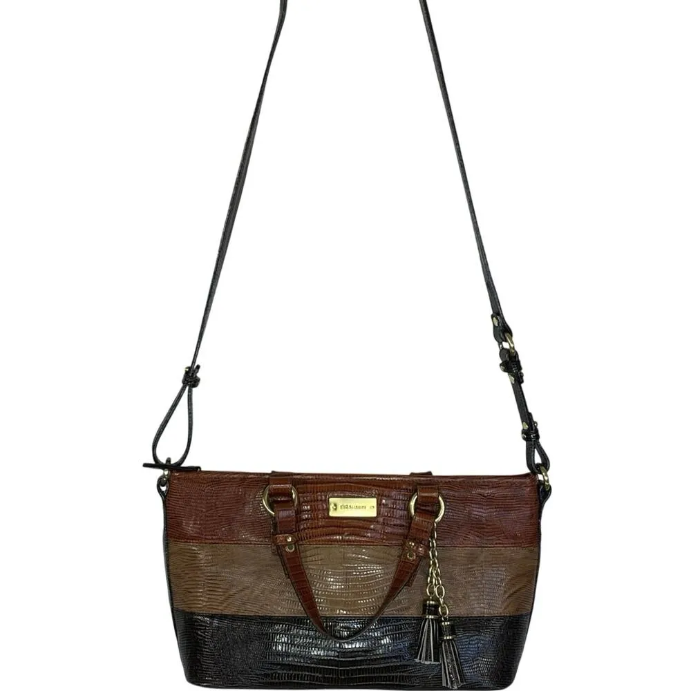 BRAHMIN Women’s Pecan Leather Three Color Crossbody Satchel Handbag - Image 2
