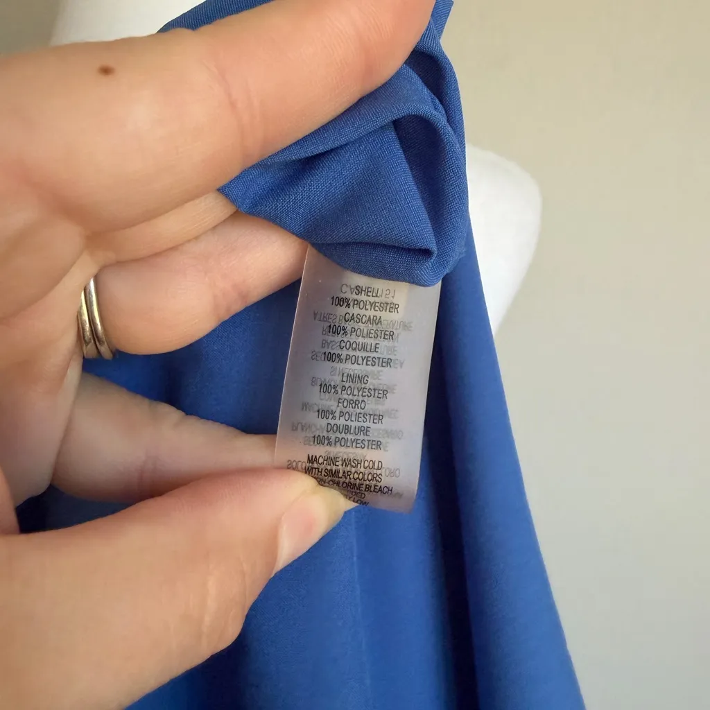 Vince Camuto Blue Off the Shoulder Shift Dress Womens 8 Special Occasion Preppy - Image 6