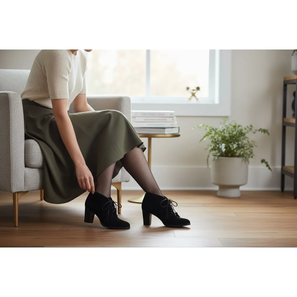 Ralph Lauren Carla Black Suede Lace-Up Ankle Boots 9.5 Block Heel Academia - Image 11