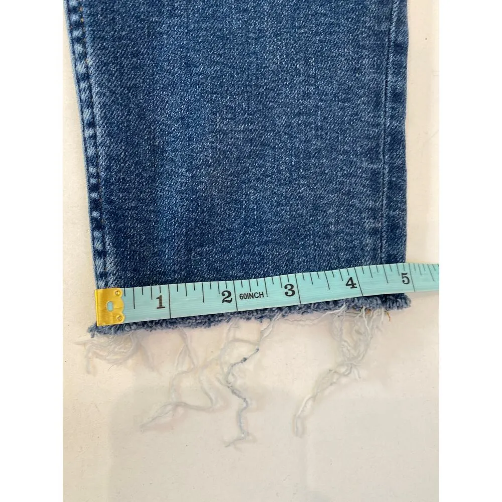 All Saints Roxanne Dark Blue Denim Stretch Ankle Raw Hem Jeans Sz 31 Slim Skinny - Image 13