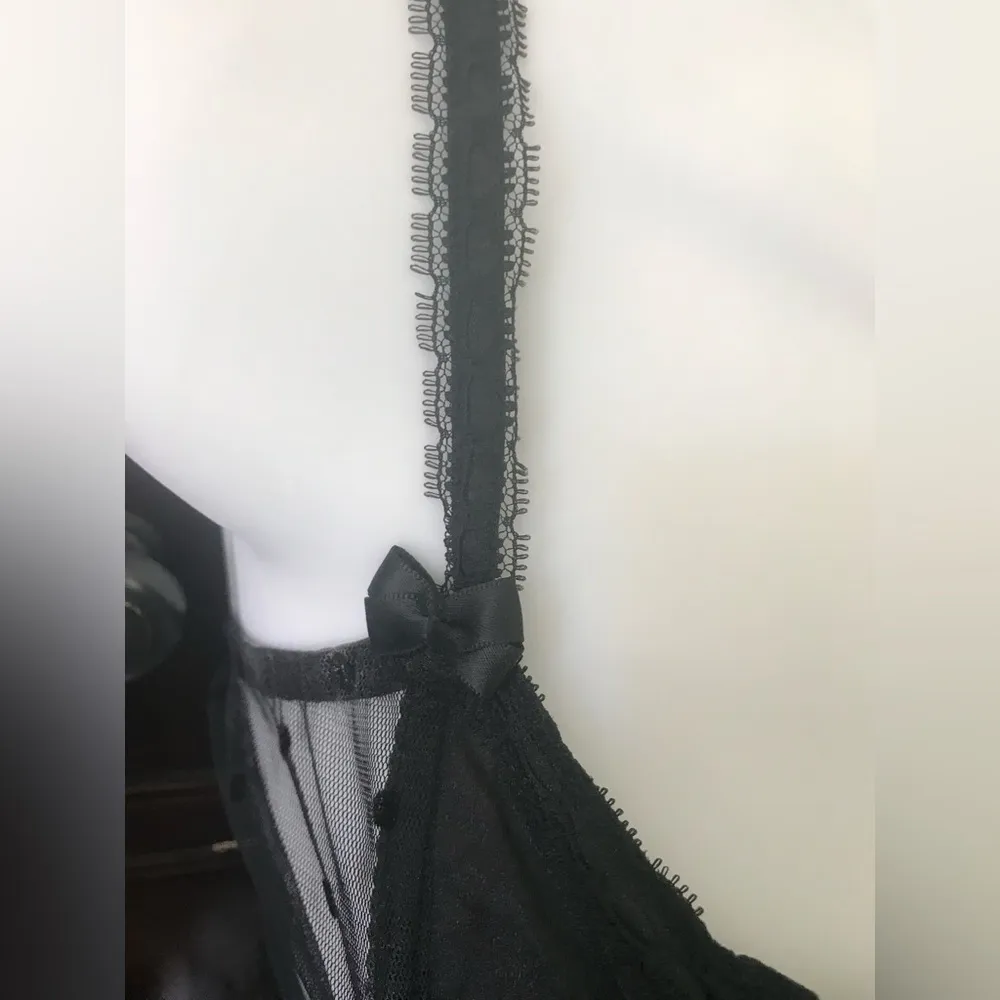 NWT Vintage Victoria’s Secret Sexy Black Sheer Polka Dot Bustier Corset Medium M - Image 6
