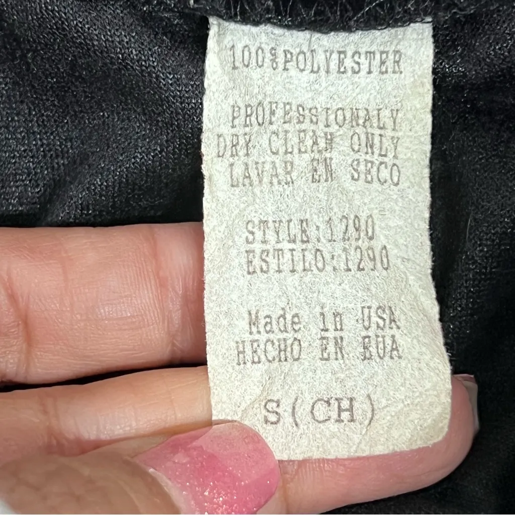 Vintage S Elegant Black rose burnout velvet velour maxi Skirt Goth made in USA - Image 2