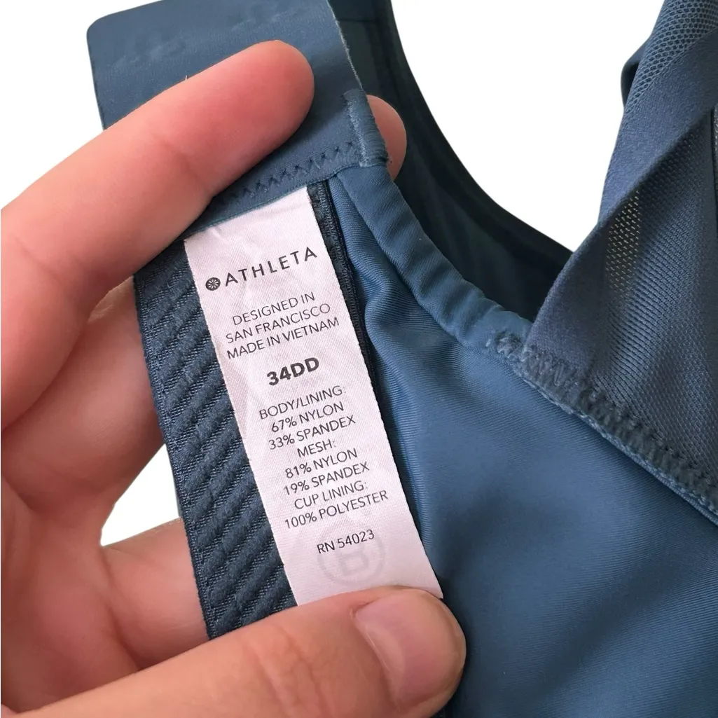 Athleta 34 DD Advance Zip Front Bra Sequoia Blue teal blue Activewear athletic - Image 11